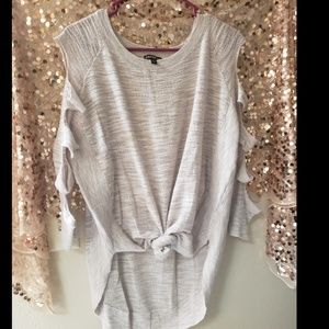 EXPRESS Cutout Long Sleeve Knotted Scoop Neck